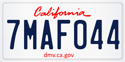 CA license plate 7MAF044