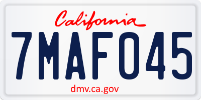 CA license plate 7MAF045