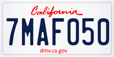 CA license plate 7MAF050