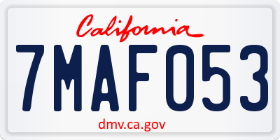 CA license plate 7MAF053