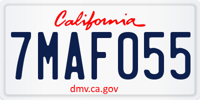CA license plate 7MAF055