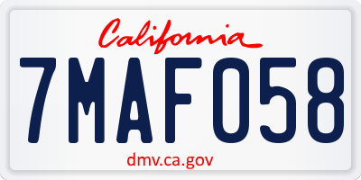 CA license plate 7MAF058