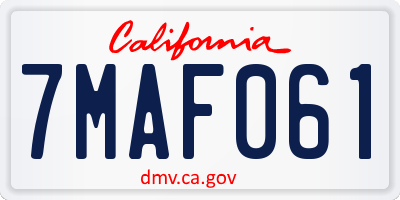 CA license plate 7MAF061