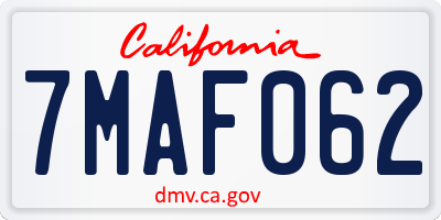 CA license plate 7MAF062