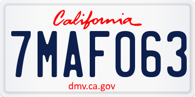 CA license plate 7MAF063