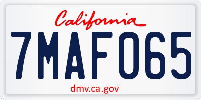 CA license plate 7MAF065