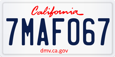 CA license plate 7MAF067
