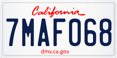 CA license plate 7MAF068