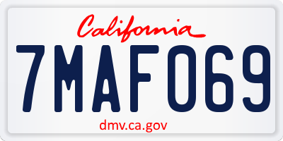 CA license plate 7MAF069