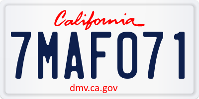 CA license plate 7MAF071