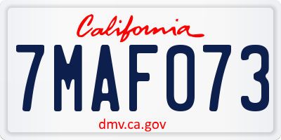 CA license plate 7MAF073