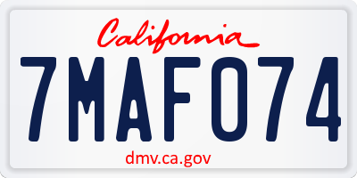 CA license plate 7MAF074
