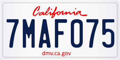 CA license plate 7MAF075