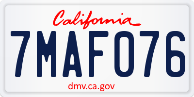 CA license plate 7MAF076