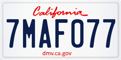 CA license plate 7MAF077