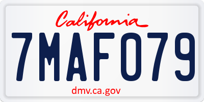 CA license plate 7MAF079