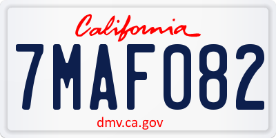 CA license plate 7MAF082