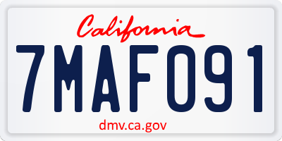 CA license plate 7MAF091