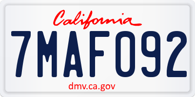 CA license plate 7MAF092