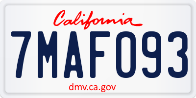CA license plate 7MAF093