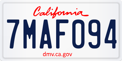 CA license plate 7MAF094