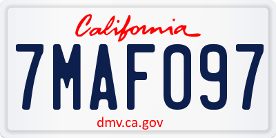 CA license plate 7MAF097
