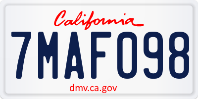 CA license plate 7MAF098