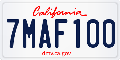 CA license plate 7MAF100