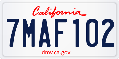 CA license plate 7MAF102