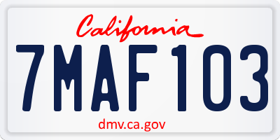 CA license plate 7MAF103