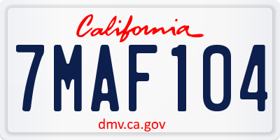 CA license plate 7MAF104