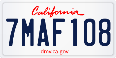 CA license plate 7MAF108