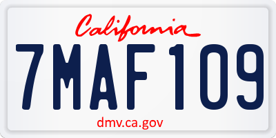 CA license plate 7MAF109