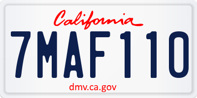 CA license plate 7MAF110