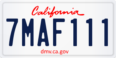 CA license plate 7MAF111