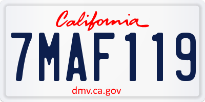 CA license plate 7MAF119