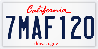 CA license plate 7MAF120