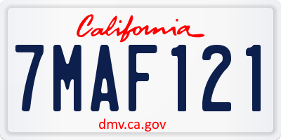 CA license plate 7MAF121