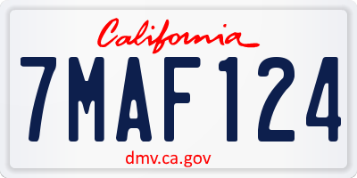 CA license plate 7MAF124