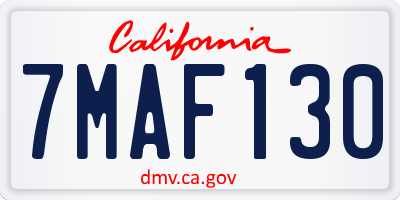 CA license plate 7MAF130
