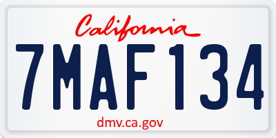 CA license plate 7MAF134
