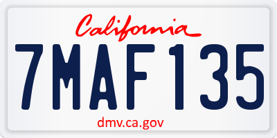 CA license plate 7MAF135