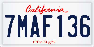 CA license plate 7MAF136