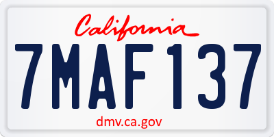 CA license plate 7MAF137