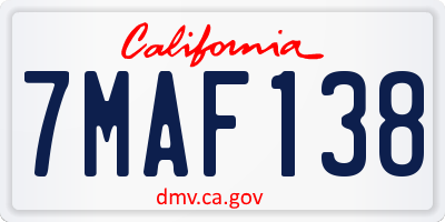 CA license plate 7MAF138