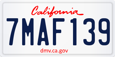CA license plate 7MAF139