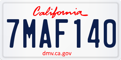 CA license plate 7MAF140