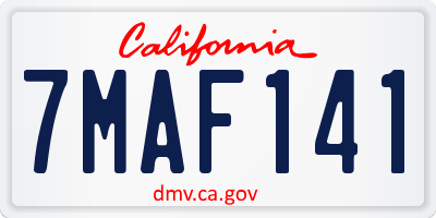 CA license plate 7MAF141