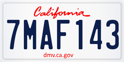 CA license plate 7MAF143