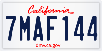 CA license plate 7MAF144